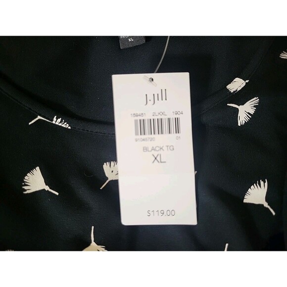 J Jill Wearever Collection XL Midi Dress New Blouson Dandelion Fluff Black White - Picture 3 of 11